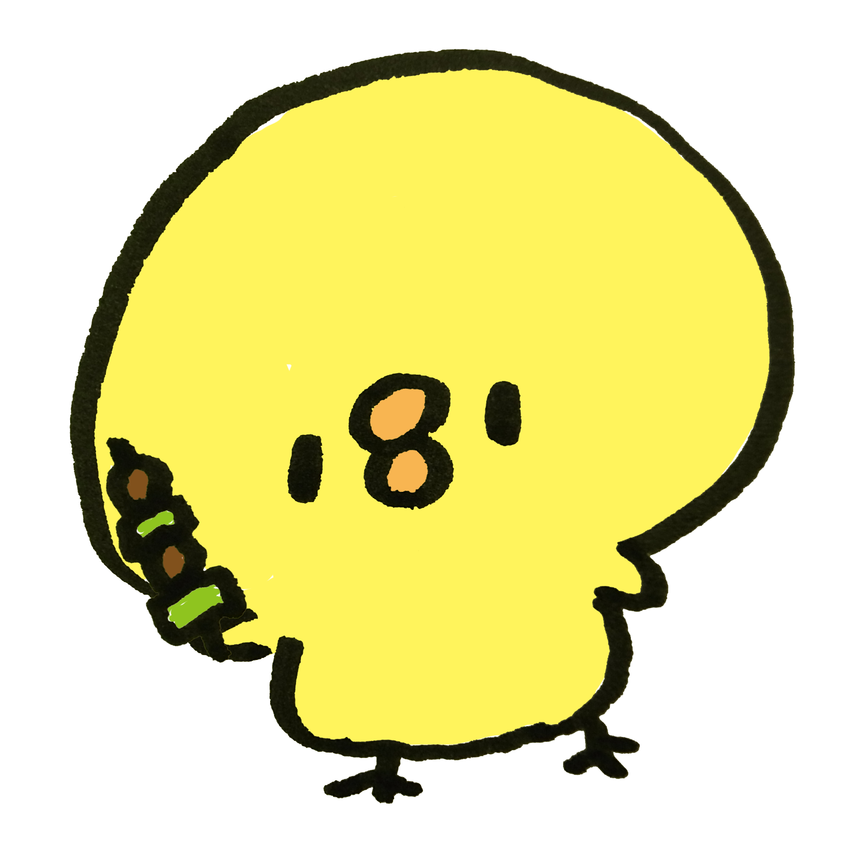 焼き鳥をながめるひよこのイラストゆるくてかわいい無料イラスト・アイコン素材屋「ぴよたそ」