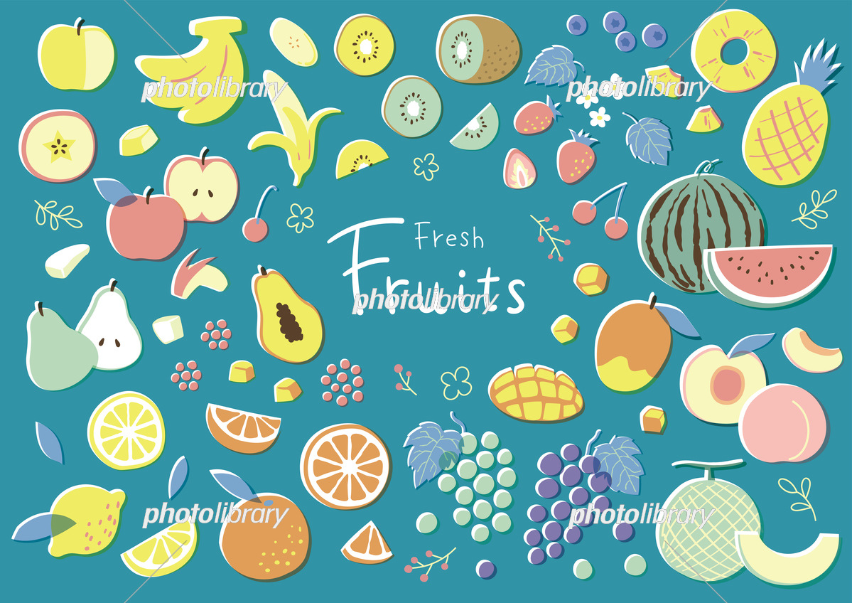 桃 バナナ ぶどう果物 フルーツリアル系イラストイラストレーター わたなべみきこ