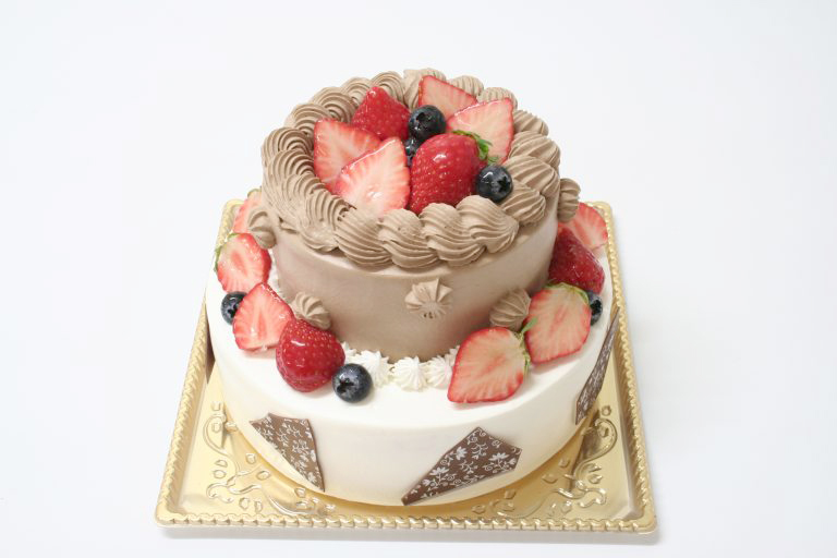 二人用２段のバースデーケーキCafe Cible名古屋市熱田区の焼き菓子とタルトのお店