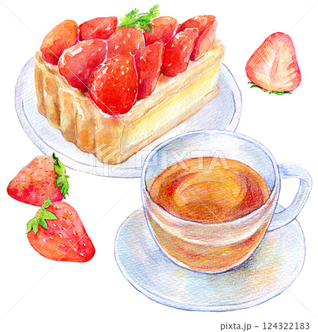水彩いちごタルトイラスト素材透過、PNGフリー画像ダウンロード - Pngtree