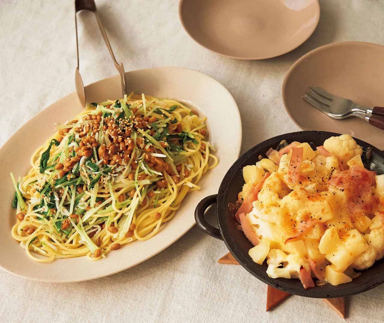 スパゲッティの献立に何を合わせる？献立に合う副菜やスープを選ぼう食・料理オリーブオイルをひとまわし