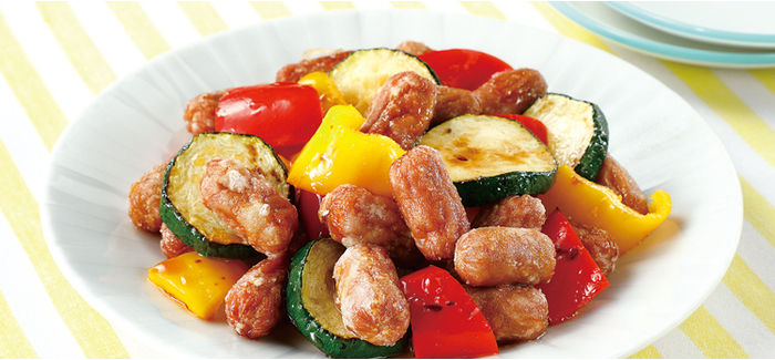 ズッキーニとベーコンのポン酢炒め