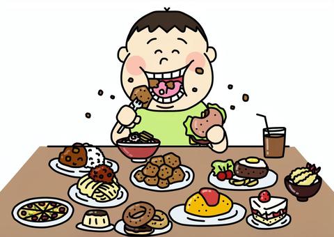 食べ過ぎ注意イラストなら、小学校・幼稚園向け・保育園向けのかわいい無料イラストお試しフリー素材 カット がいっぱいの安心サイトへどうぞ