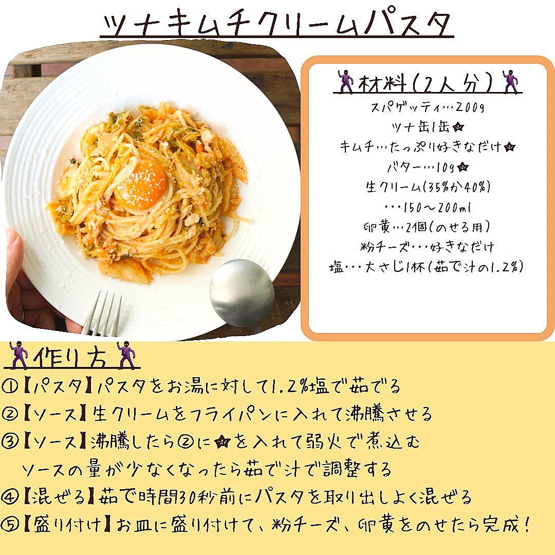 まな板不要！キムチとツナのクリームパスタ
