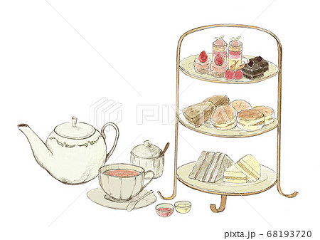 いちごのアフタヌーンティーセットのイラスト素材73428502- PIXTA