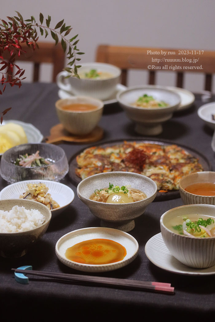 レシピ・献立 ねぎニラツナきのこのちぢみと献立 : のんすけのおいしいくらし