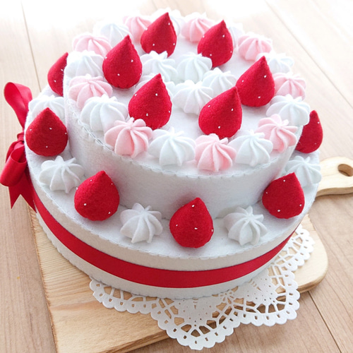 くるみ お誕生会ケーキ フェルト2段ホールケーキ フェルトケーキ アニバーサリーケーキ お誕生