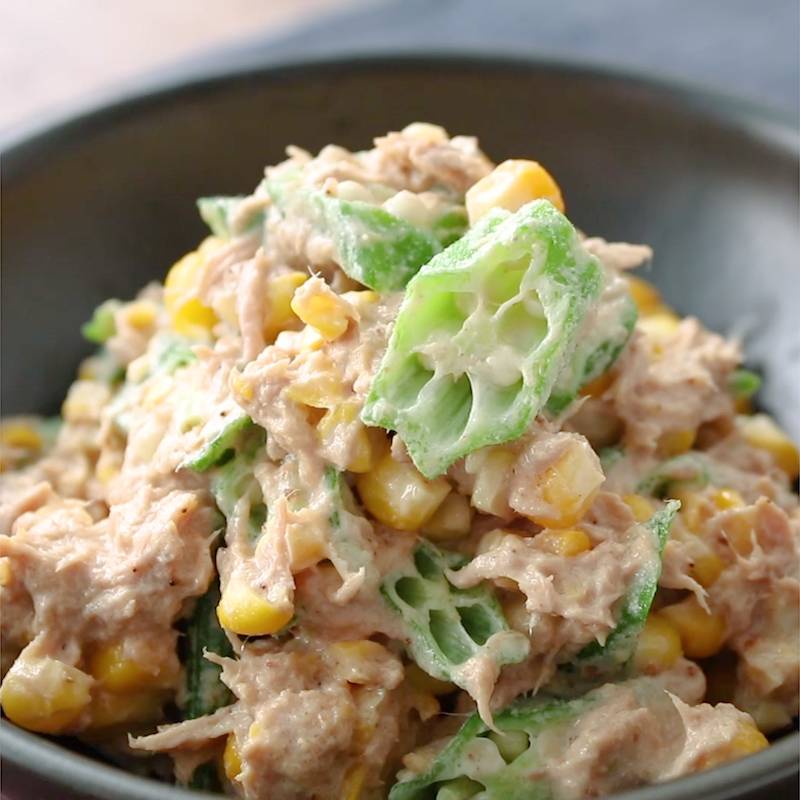 オクラと豆もやしとツナのサッと和えクラシル