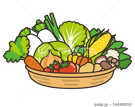 野菜のイラスト「カゴに盛られた野菜」かわいいフリー素材集 いらすとや