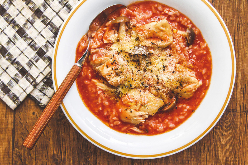 チーズと卵の即席リゾット