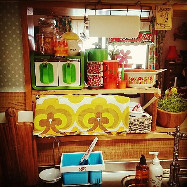 昭和レトロキッチン雑貨 冷水筒 カラーコップ バターケース 果物籠 フォーク 鍋