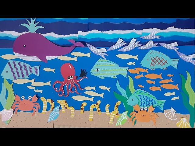 壁面飾り工房本店 壁面装飾・パネルシアター・ペープサート・型紙・知育・保育・介護商品の販売☆無料ダウンロード型紙「海の生き物 小魚」 春 夏秋 冬 幼稚園 保育園 老人ホーム 介護施設 デイサービス 壁面装飾 型紙 製作 イベント タイトル☆