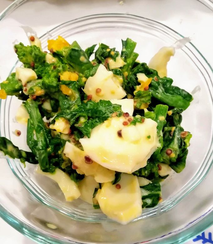 SL Creationsの食材を使ったレシピサイト菜の花と豚しゃぶのマヨマスタードあえ