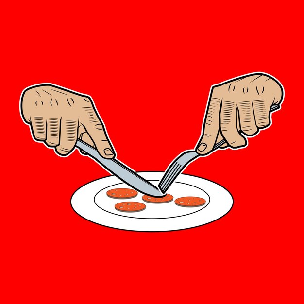 白い背景で隔離の Impaled 食品とフォークを持つ手のセットの写真素材・画像素材 Image 48224053