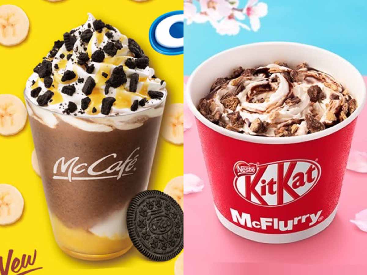 あなたはどっち派？ マクドナルドの新作「オレオクッキー チョコバナナフラッペ」と「マックフルーリー キットカット」が登場！ – 食楽web