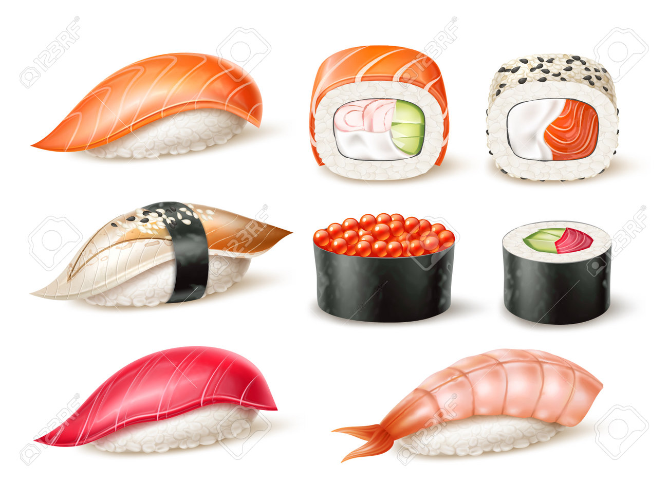 リアルなサーモンのお寿司のイラスト - いらすと「たなか」