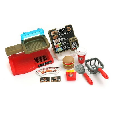 AmazonLinx ようこそ バーガーショップセットDX おままごと 店員 お店屋さん おもちゃ 知育 なりきり ごっこ遊び ハンバーガーお店屋さんおもちゃ
