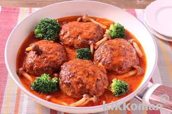 家事ヤロウ 食パンの時短トマトジュースハンバーグの作り方。ギャル曽根・激安デカ盛り時短飯レシピ。 - miraku 〜美楽食