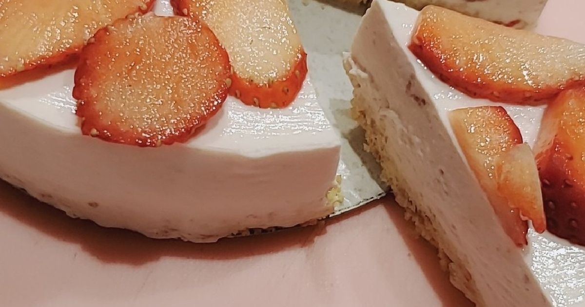 苺のチーズケーキ風なお菓子をフルーチェを使って作るレシピ - YouTube