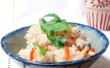 ほたてとひじきの炊き込みご飯レシピ京・けんこうひろば