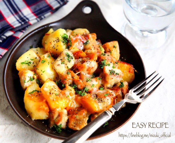 トースターで簡単!鶏むね肉とチーズのポテト焼き