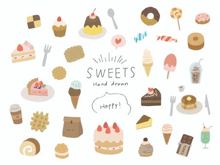 手書きの誕生日ケーキ、クリスマスケーキ：イラスト無料