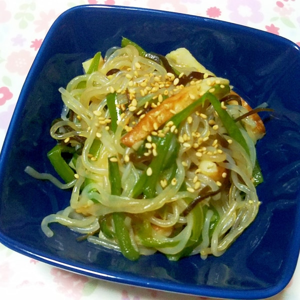 レンチンDe〜ピーマンとちくわの塩昆布和え