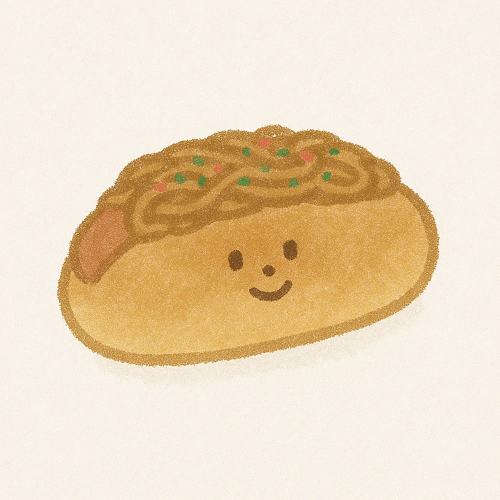 シンプルおしゃれな焼きそばパンイラスト・フリー素材なら「シンテリ」