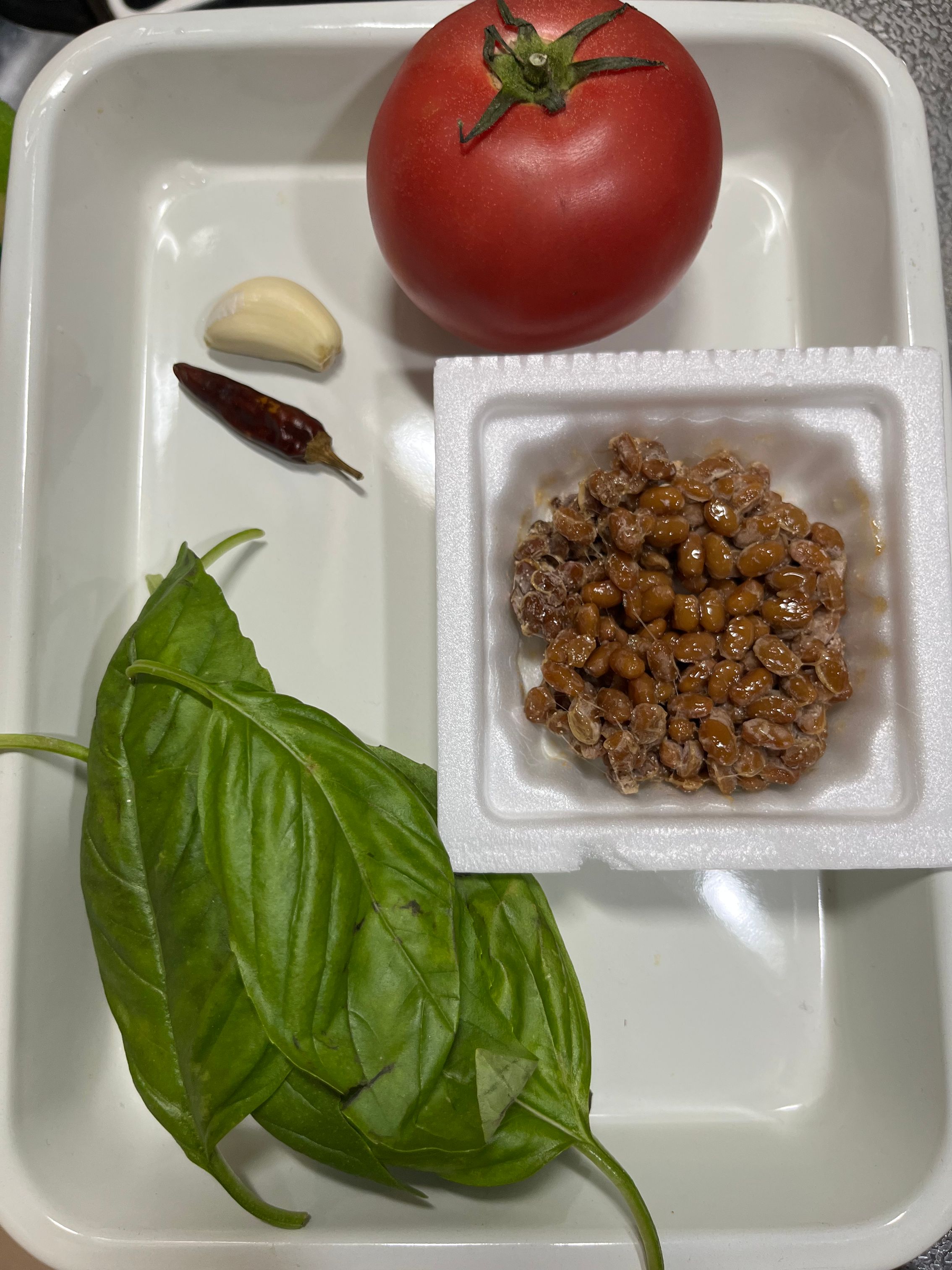 トマト納豆スパゲッティ