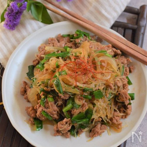 豚ひき肉とピーマンの春雨炒め チャプチェ