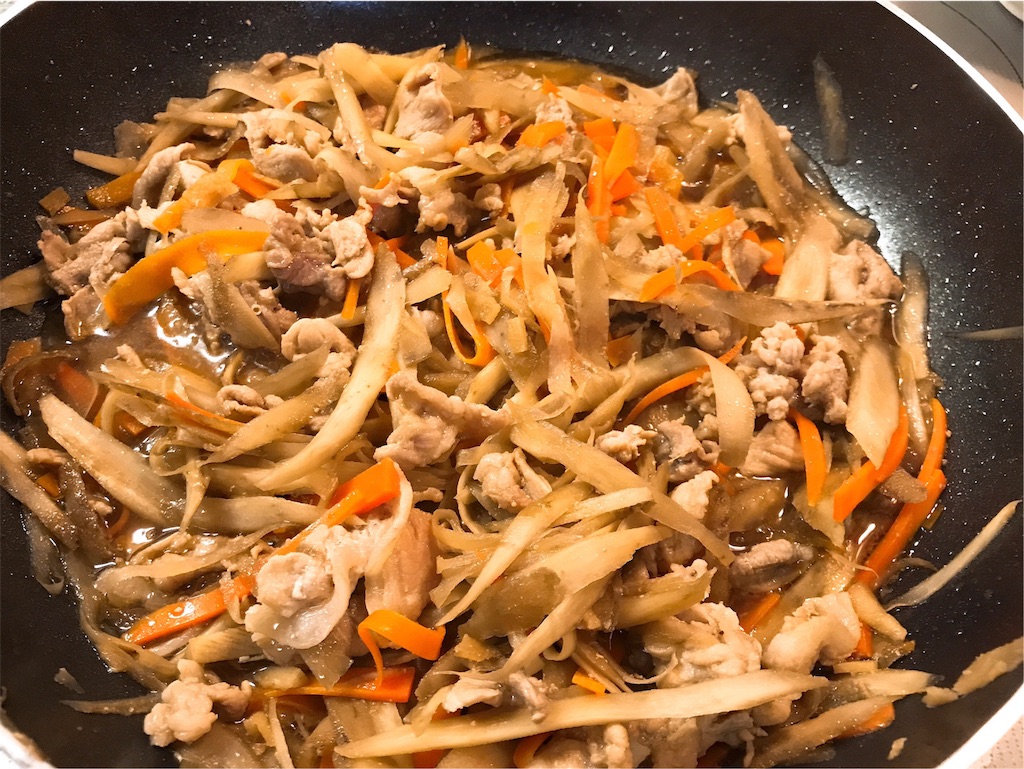 豚肉とゴボウのしぐれ丼