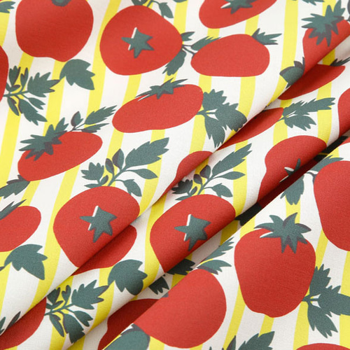 Yum fabric トマト シーチング トマト柄 野菜柄 北欧風 ストライプ シーチング生地 薄手 プリント生地 UNNO 生地 布NN2320H-12 数量3 30cm から10cm単位 : 手芸・生地・洋裁のホビー家コテツ - 通販 - Yahoo!ショッピング