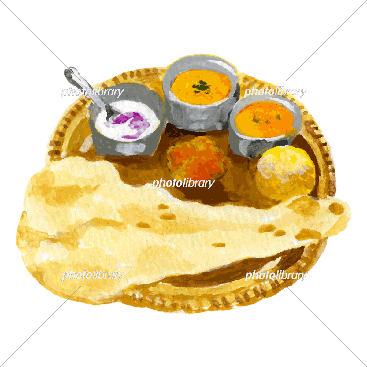 ナンとインドカレー Naan and three colors of India curryの写真素材19303760- PIXTA