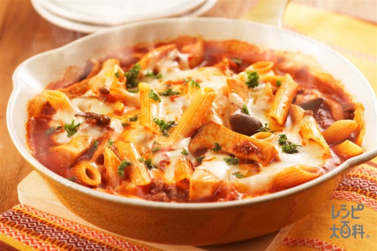 電子レンジで ミートソースペンネ