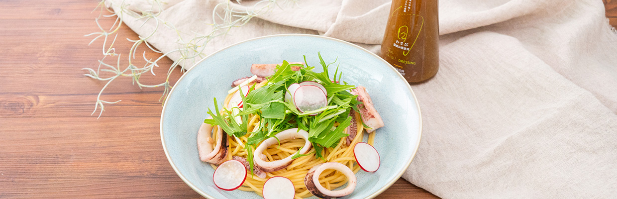 イカとネギの和風パスタ