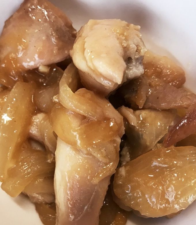 新玉ねぎと鶏胸肉の煮物