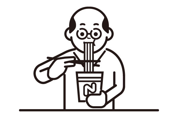 若い女性のイラスト。夜中にカップラーメンを食べている不健康な女性。のイラスト素材72318695- PIXTA