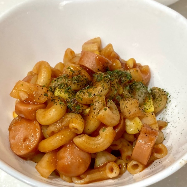 子ども大好き！マカロニとウインナーのケチャップ炒め