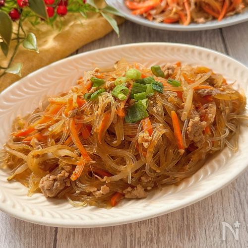 鶏ひき肉のチャプチェ風グッテレシピ