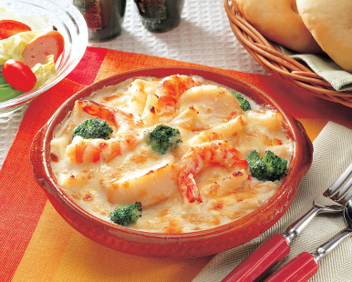 シーフードグラタンレシピ三菱商事ライフサイエンスの「味な話」