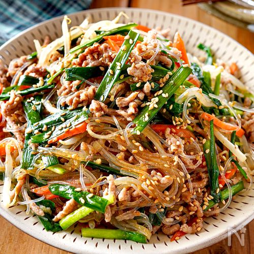 小松菜の坦々チャプチェ レンチンで完成♡ボリューム副菜♪