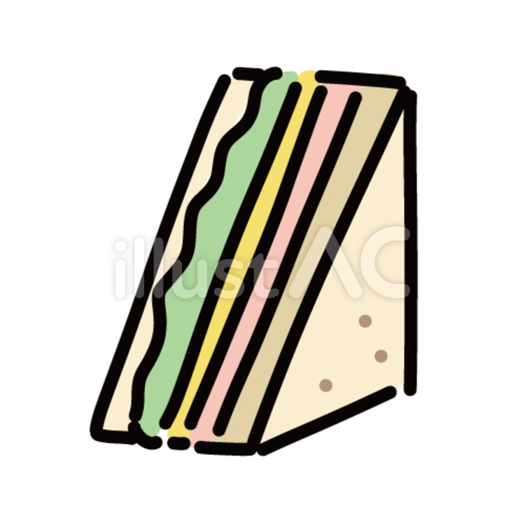 サンドイッチ パン 料理 ミニカット 無料 白黒イラスト素材