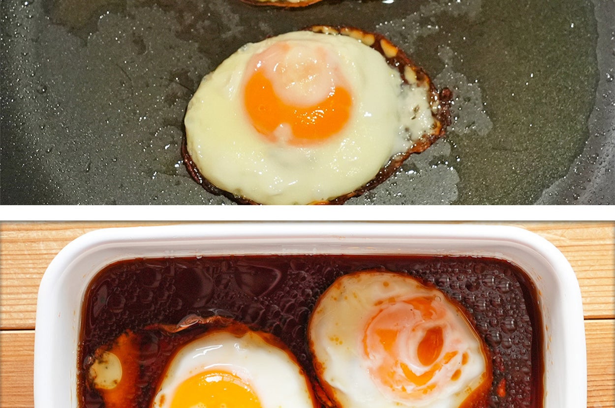 豚味噌と一緒に目玉焼き漬け丼。おとうちゃん、週末どっか連れてってえな