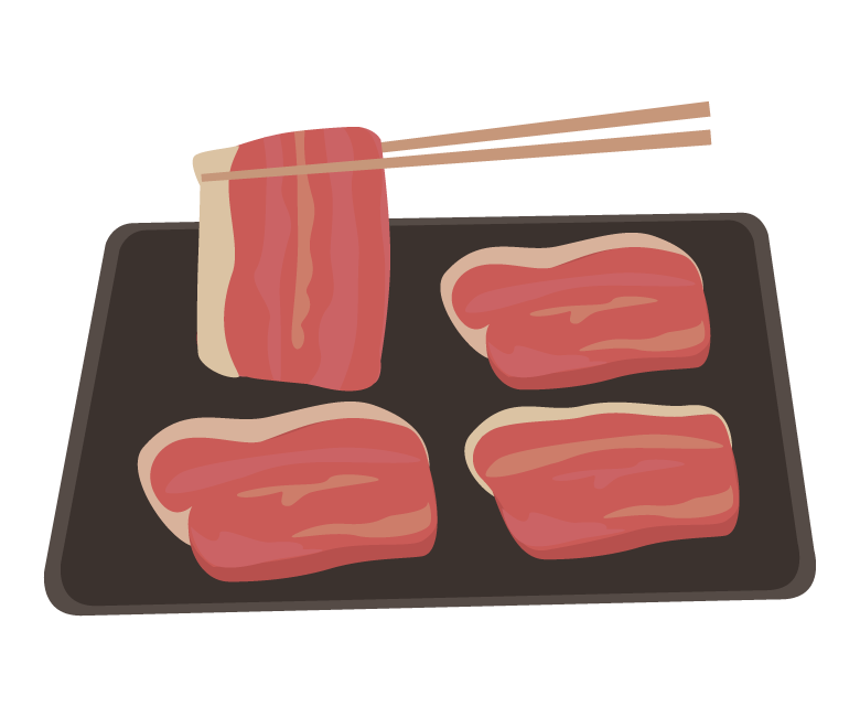 手書きラフ色鉛筆の焼肉イラスト・フリー素材なら「シンテリ」