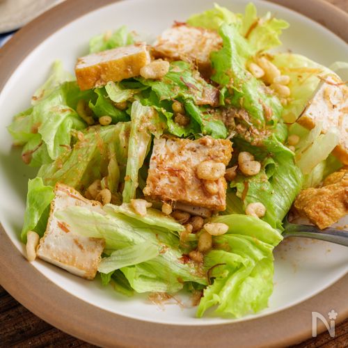 厚揚げとひき肉とレタス炒め☆彡