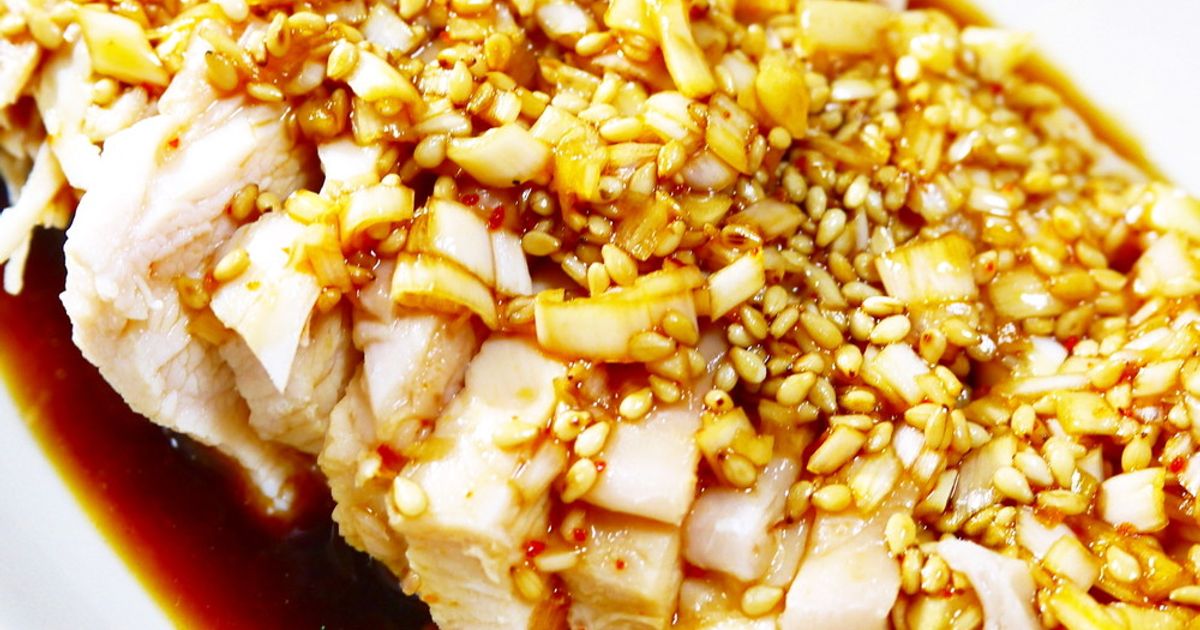 レンジ４分★柔らか鶏むね肉のピリ辛油淋鶏