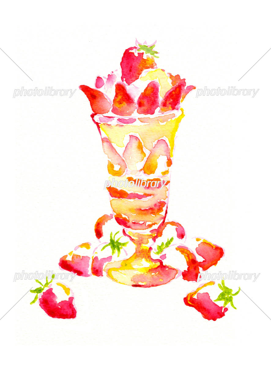 かわいいいちごパフェイラスト・フリー素材なら「シンテリ」