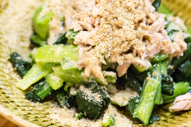 水菜のレンチンツナあえ