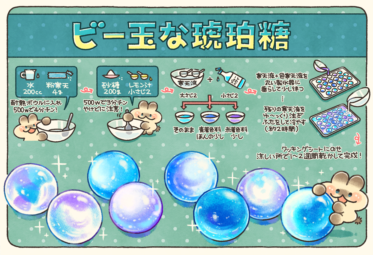 綺麗でカリッカリな琥珀糖作ってみませんか？琥珀糖お菓子