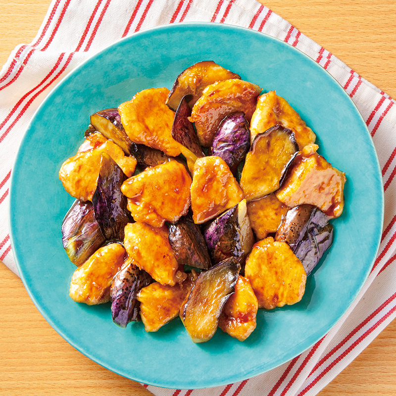 なすと鶏肉の黒酢あん